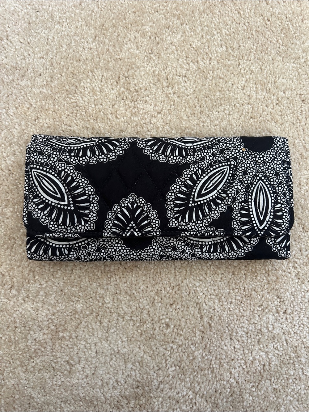Vera Bradley Black & White Quilted Foldover Wallet Clutch